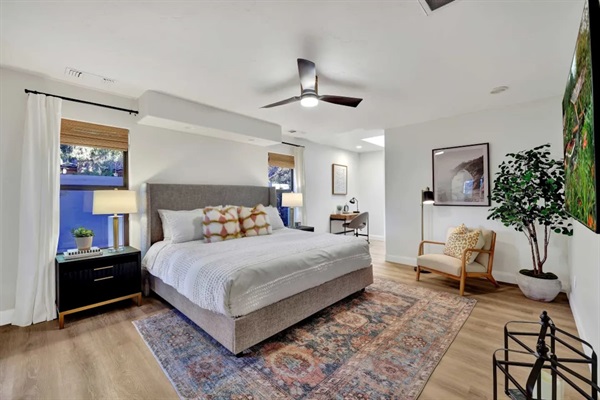 King suite with ensuite bath and scenic morning light