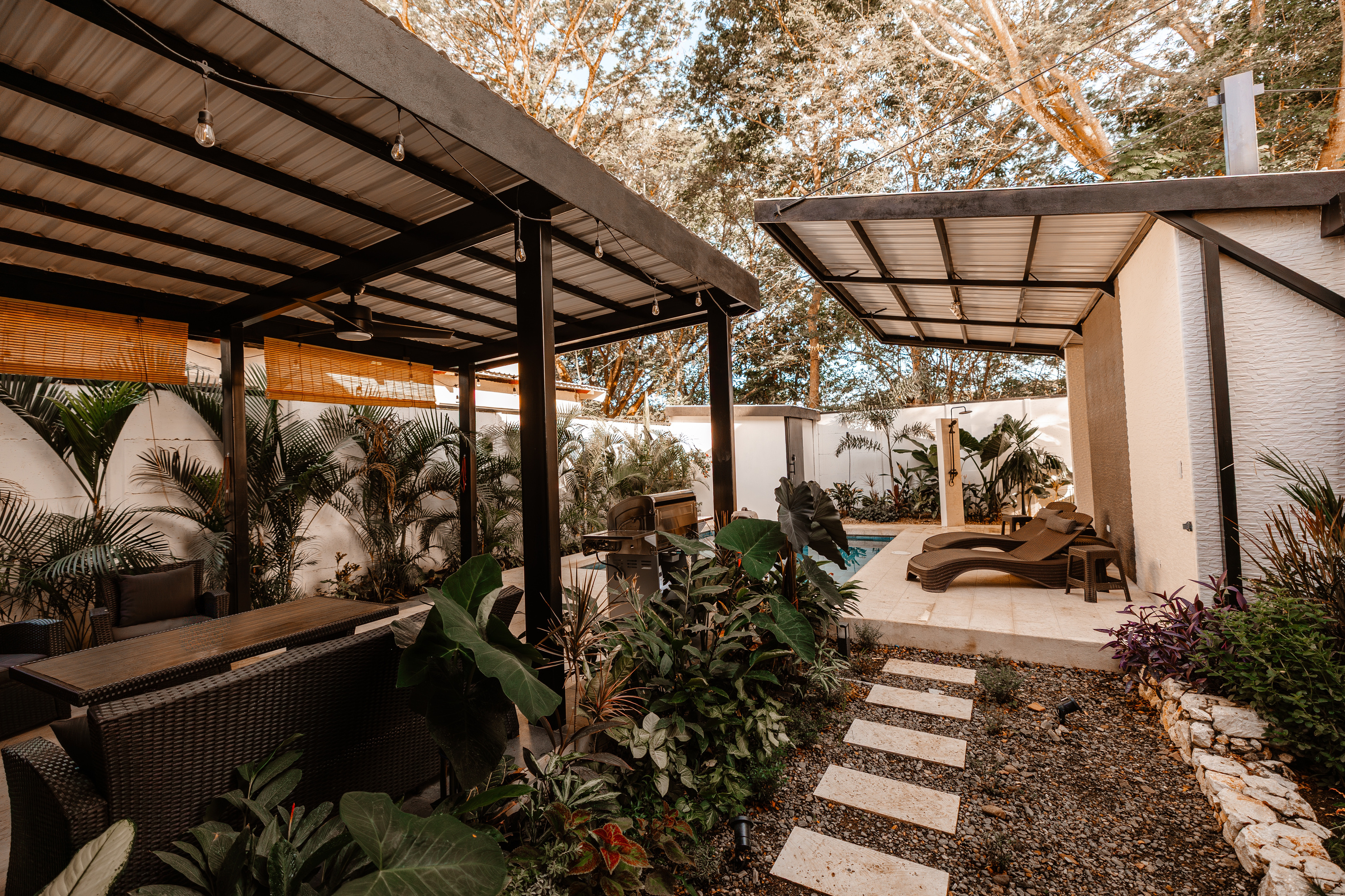 Casa Ola: Indoor-outdoor flow. Terrace, garden path, and pool, all connected.