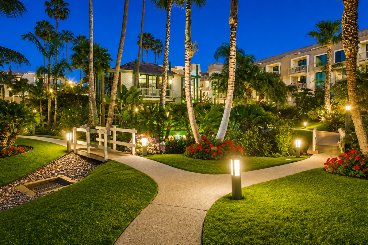 North Coast Village courtyards at night