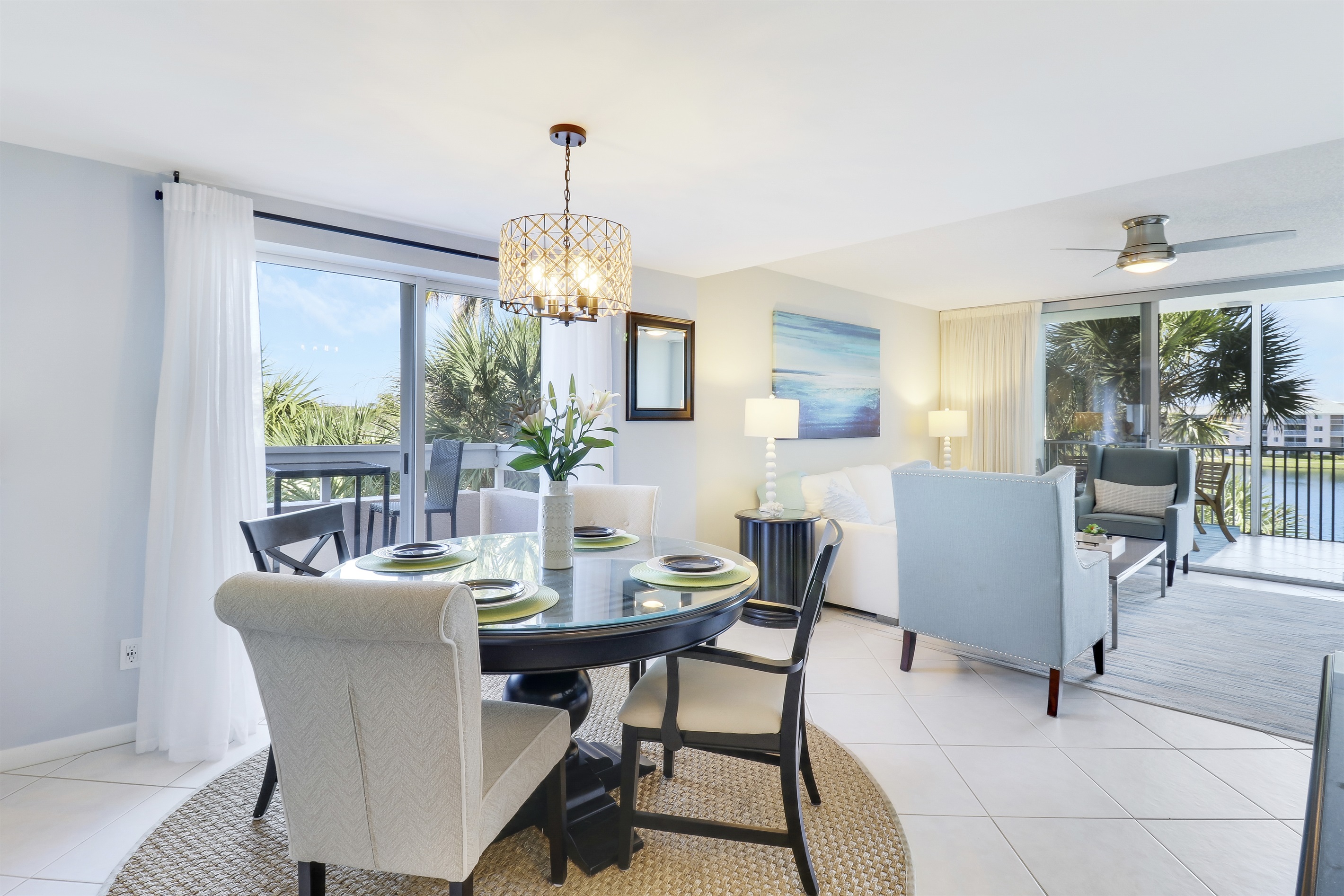 Dining table seats 4, with a view!