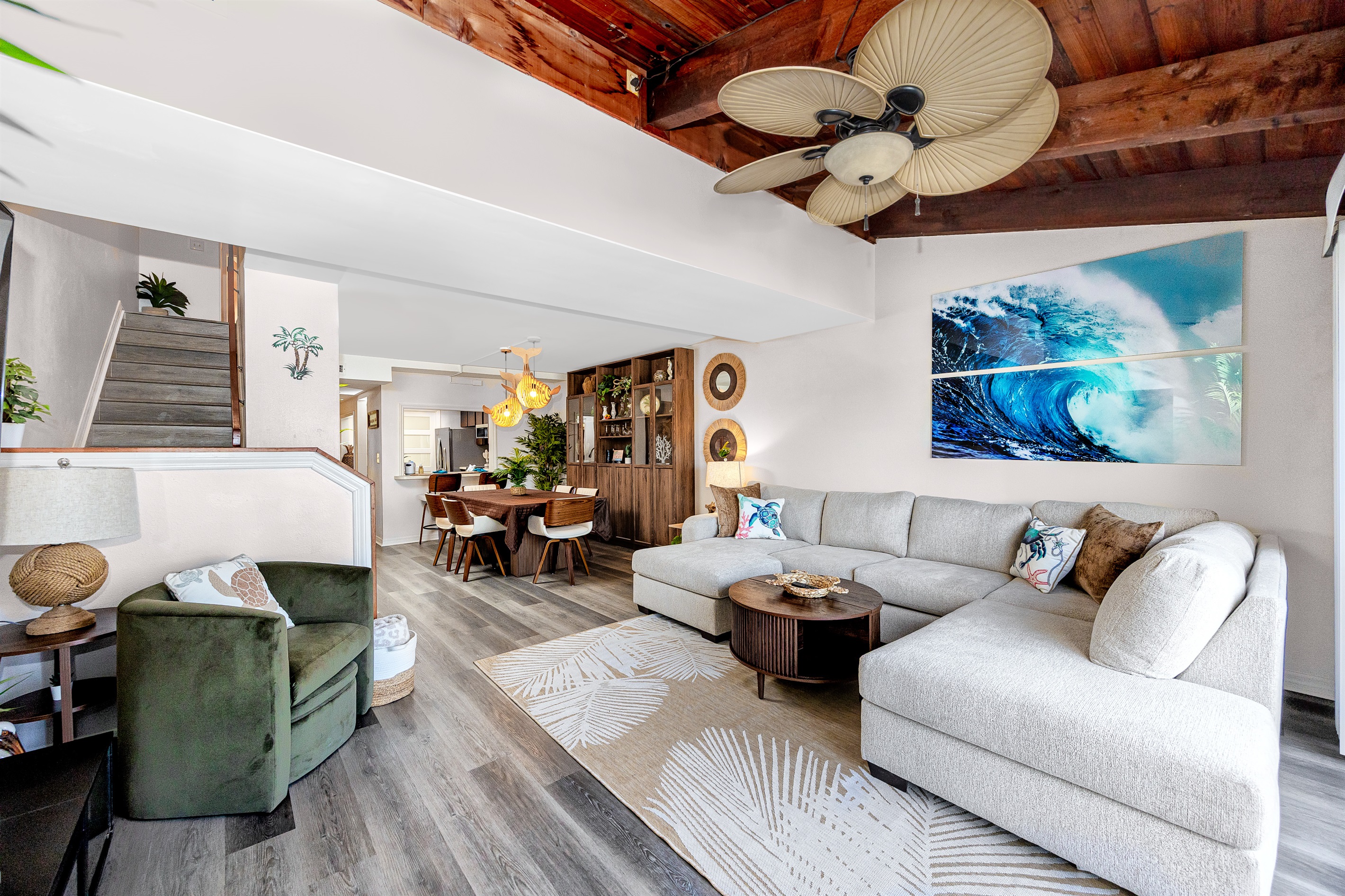 Open Living/Dining Room with Sectional Couch