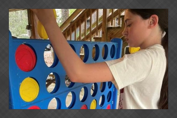 Connect Four on the downstairs deck.