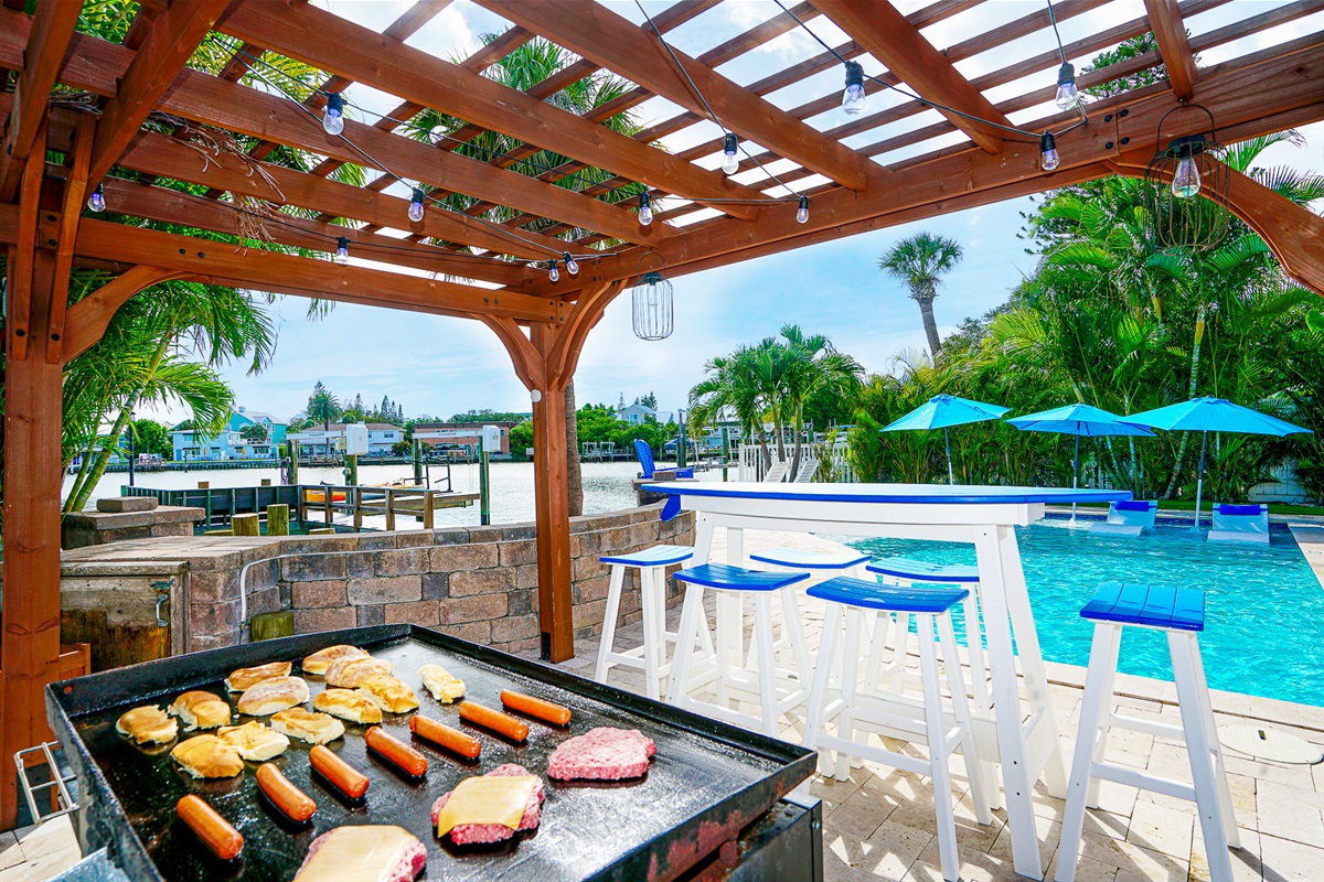 Pool and seaside cookouts make for great vacation memories.