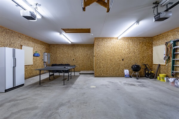 We have the garage open for the summer months for those unavoidable rainy days. We have ping pong, bags and several other games to keep everyone busy.