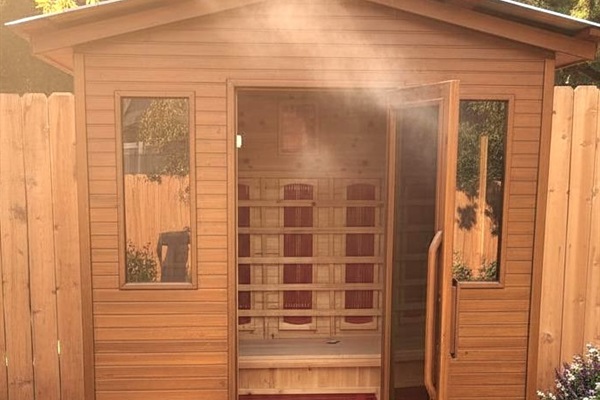 {Sauna} Two-person infrared sauna — your private wellness moment.