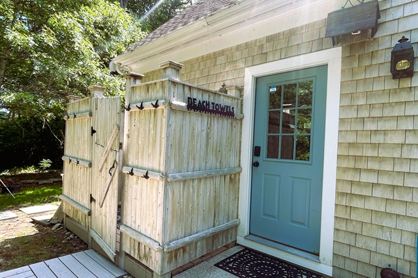 Rustic Outdoor Shower and Rinse Sink