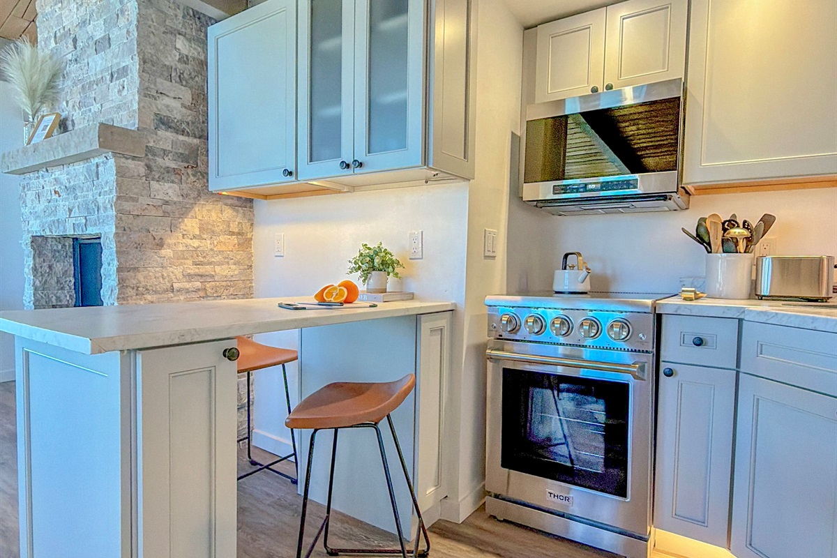 Enjoy socializing as you prep your meals in this high-end, well stocked, kitchen.