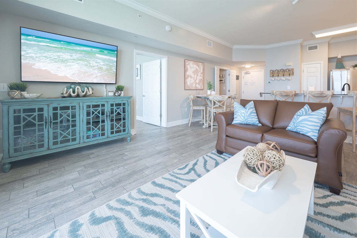 65" flat screen and a great space to relax together