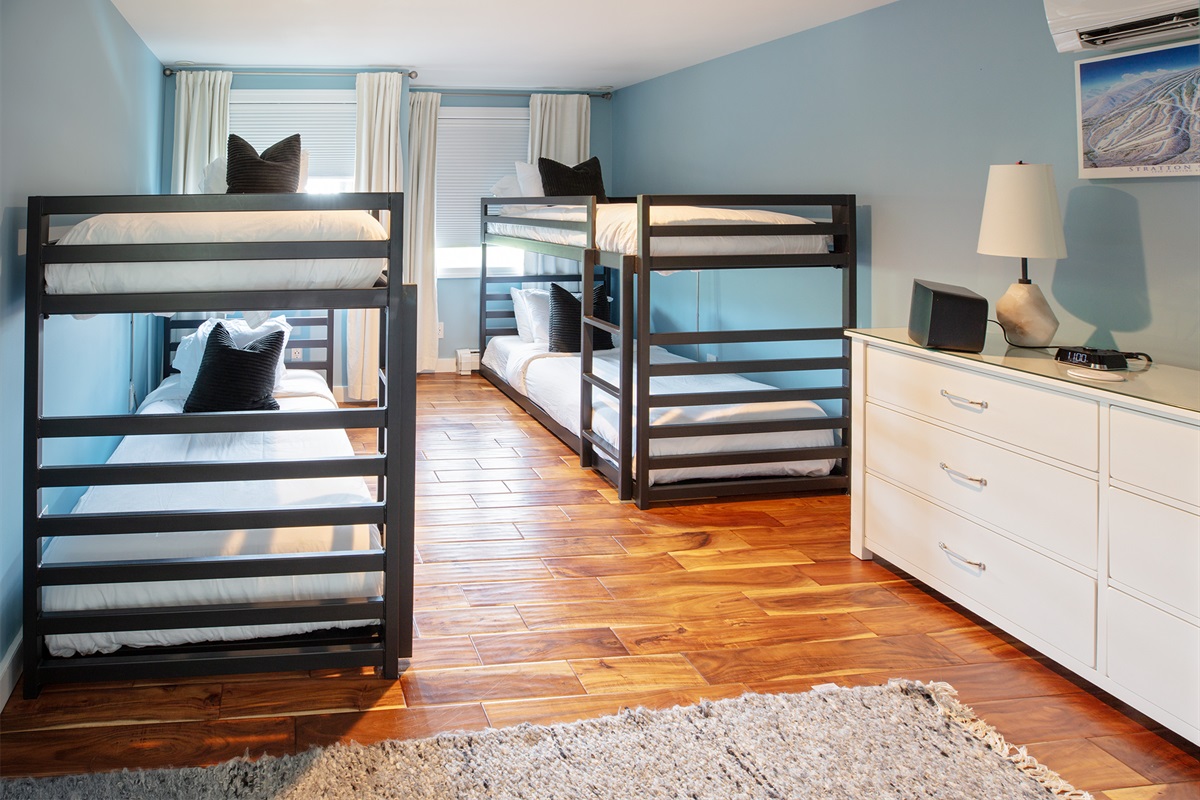 Second-floor bedroom with bunk beds.