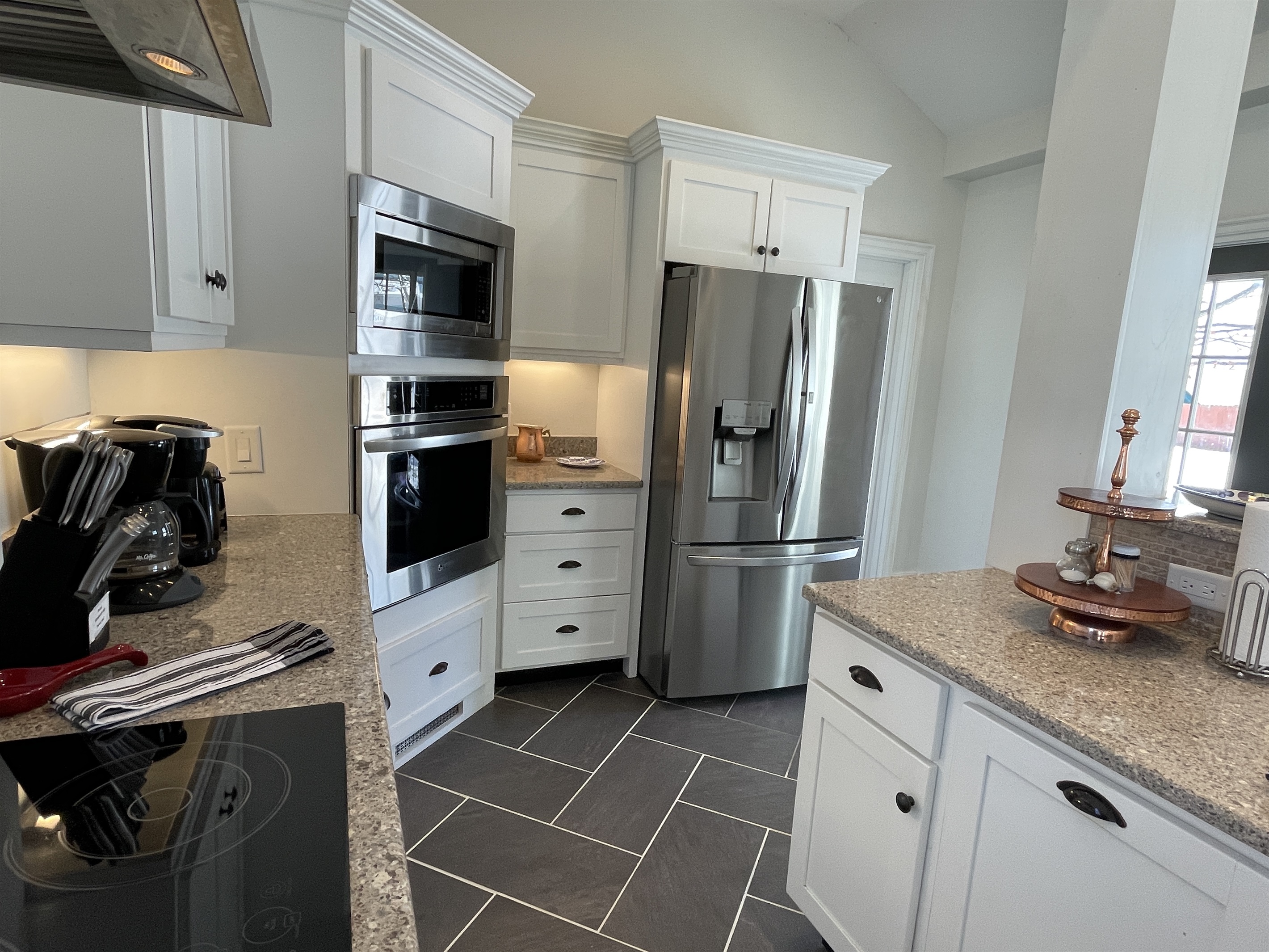 Granite countertops and stainless appliances