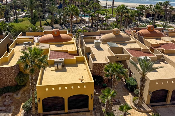 Patio with stunning Sea of Cortez and resort pool views.