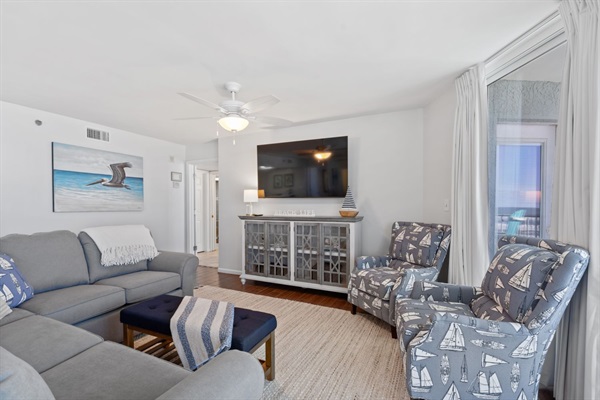 Living area with smart TV