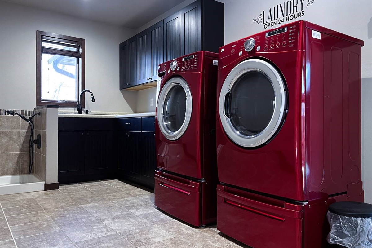 Large mudroom with washer and dryer - perfect lake days and winter adventures.