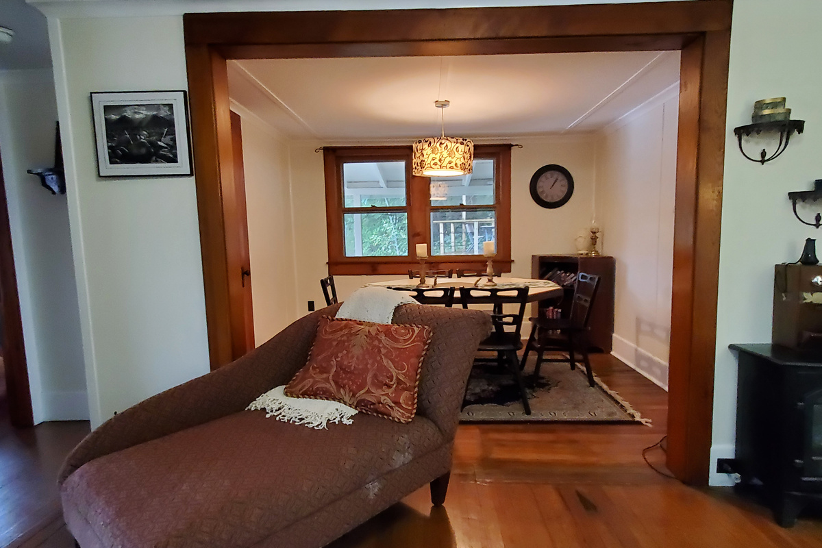 Living room with dining beyond