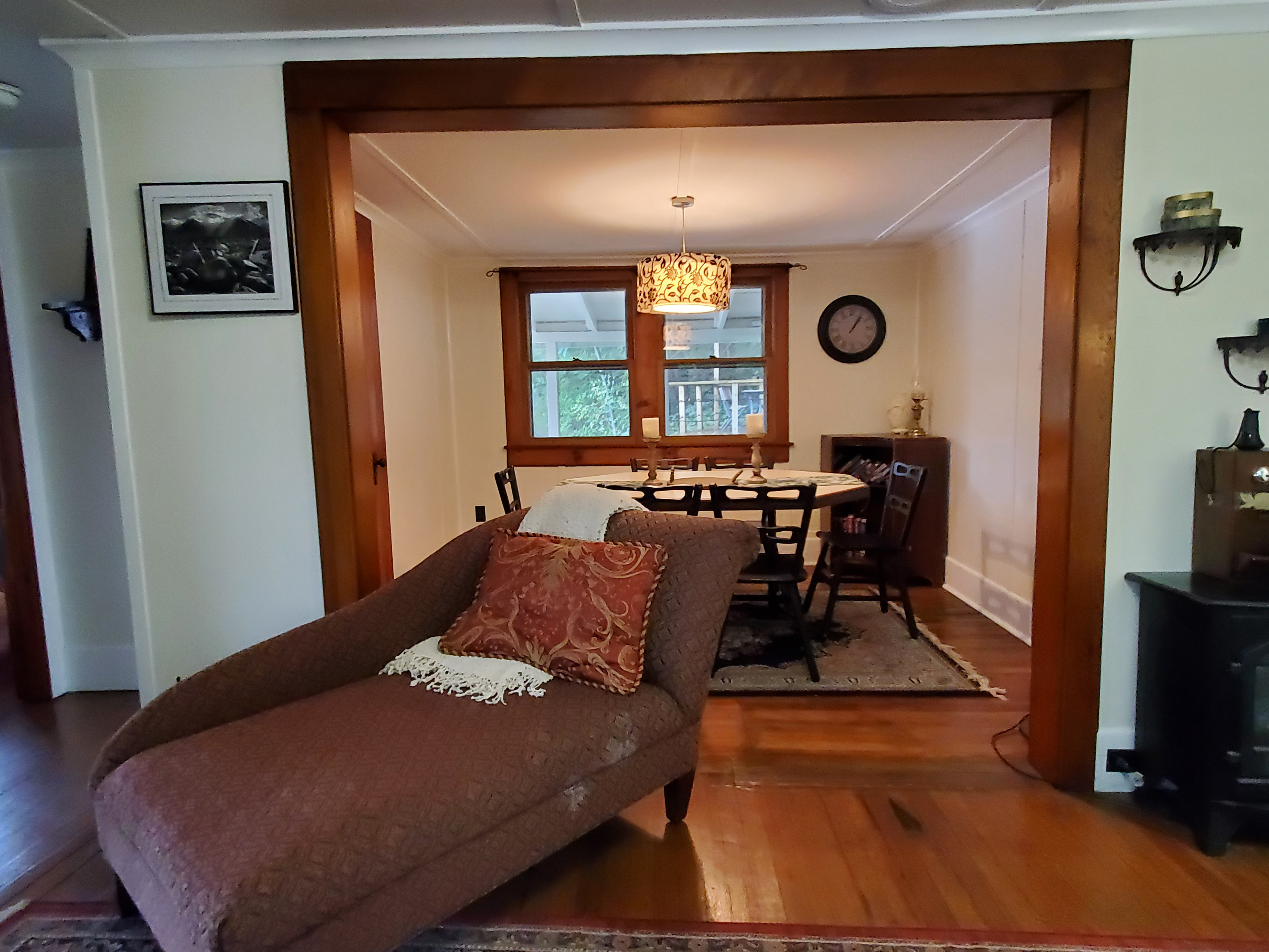 Living room with dining beyond