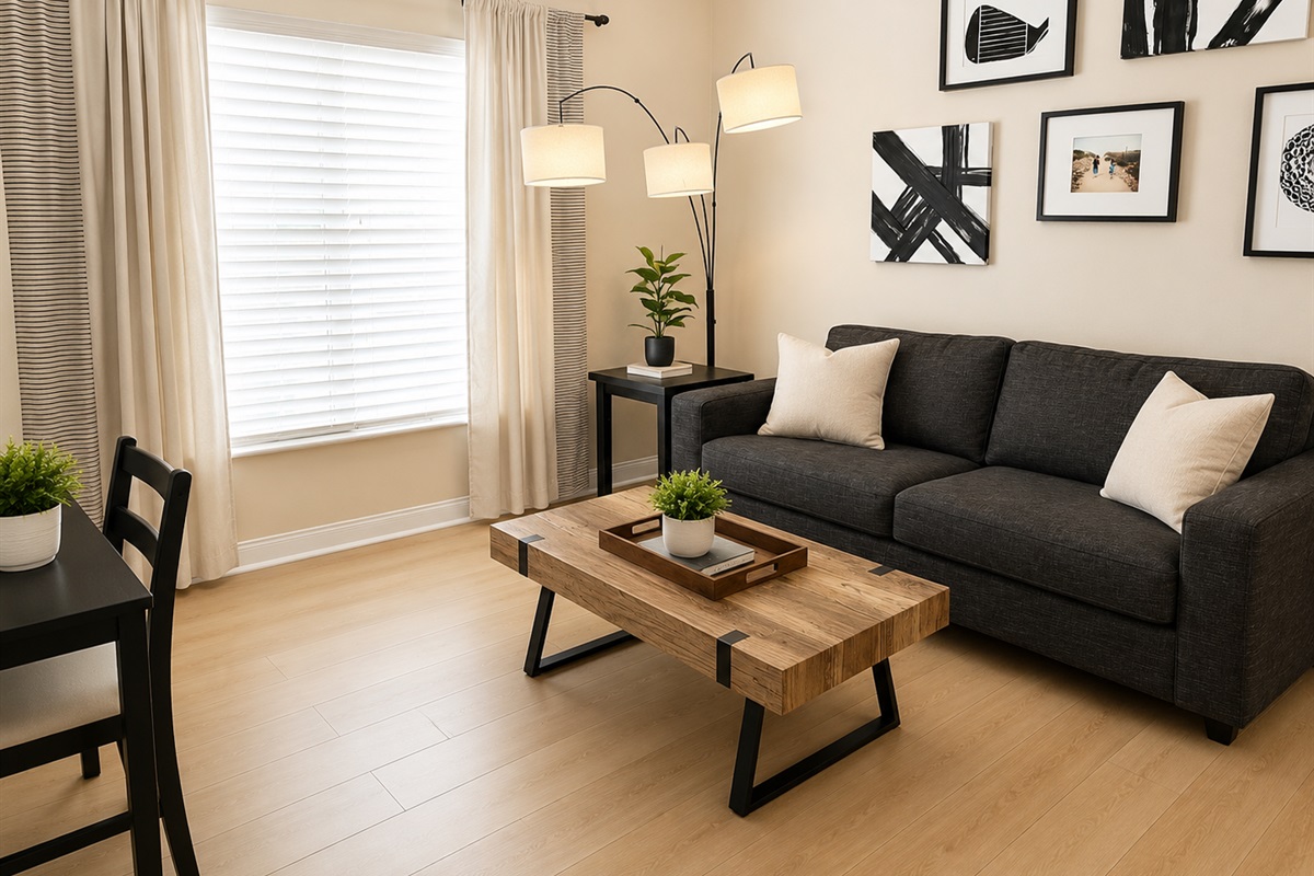 Sitting room with additional sleep space 