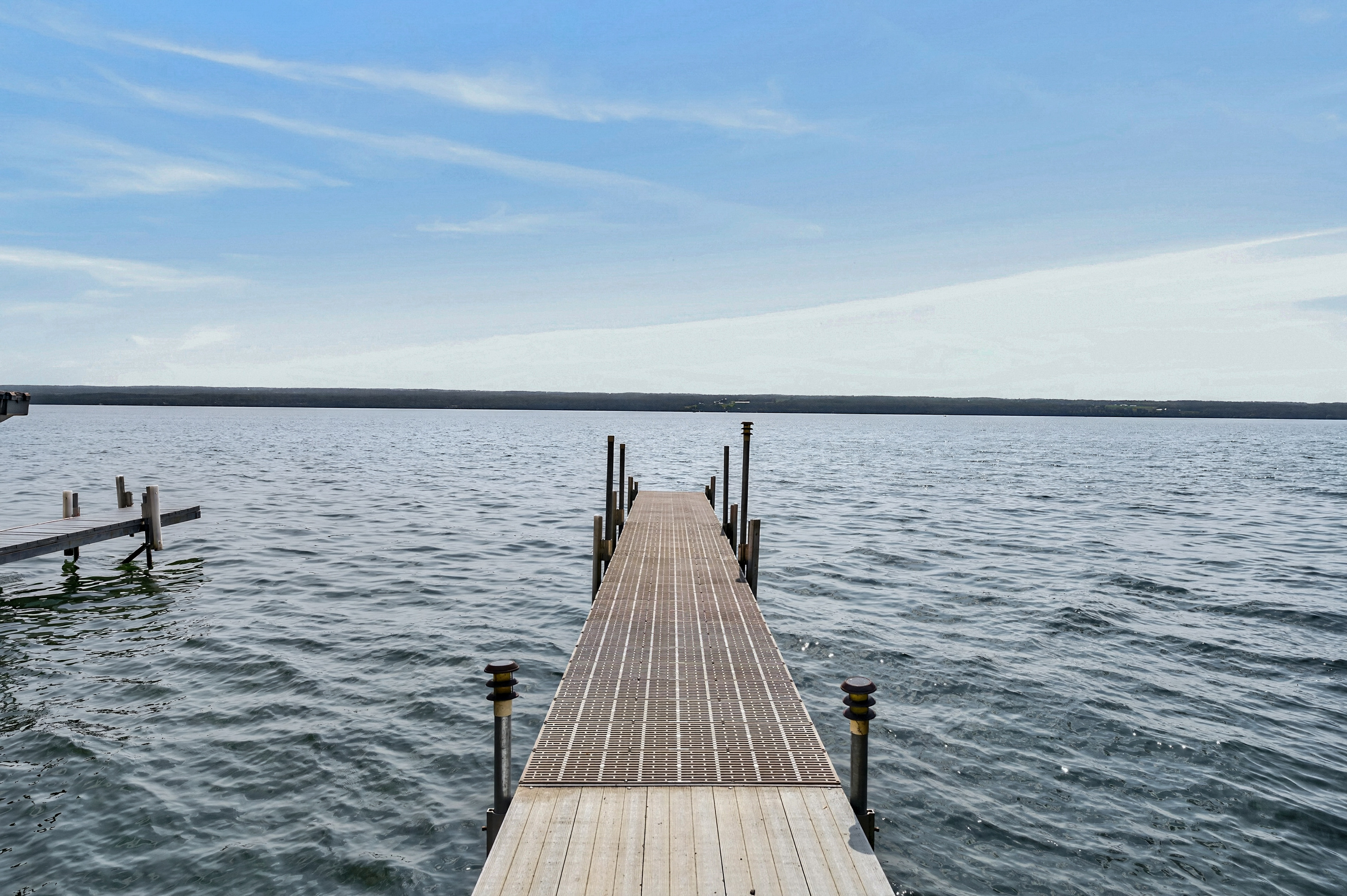 Private dock extending into the lake