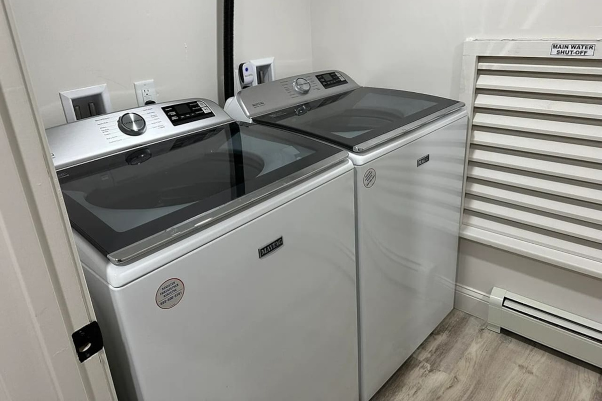 Shared laundry for the building in the basement