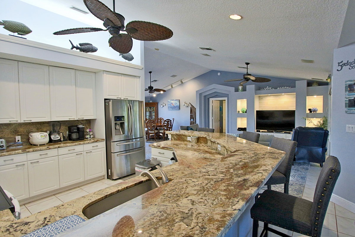 Kitchen into living room