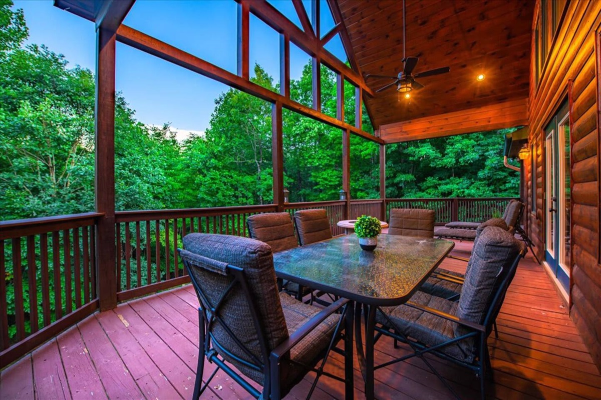 Balcony furniture with a stunning view.