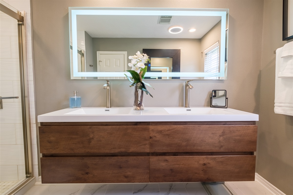 Primary Bedrooms en-suite.  Completely remodeled with standup double shower.