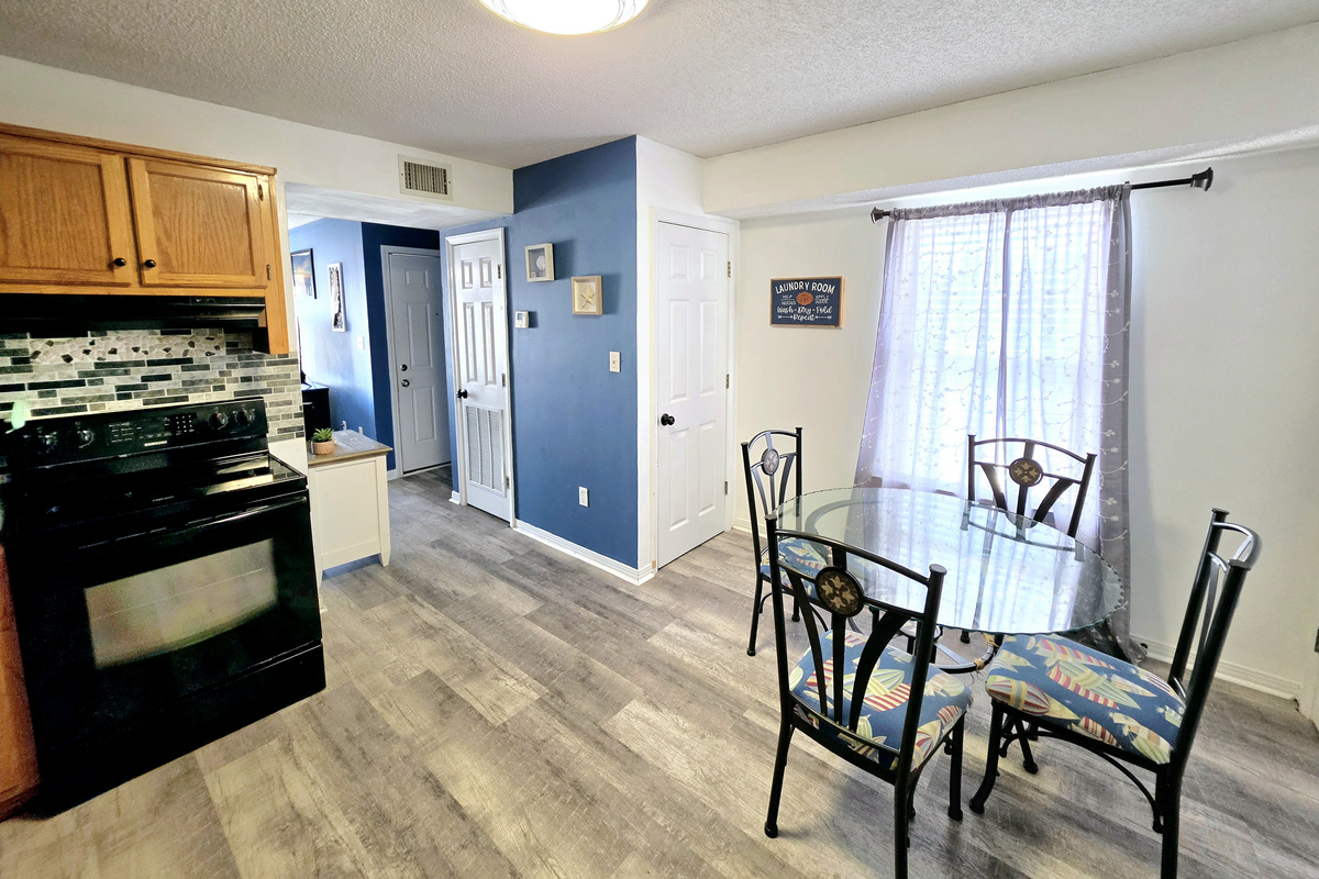 Dining area with glass-top table