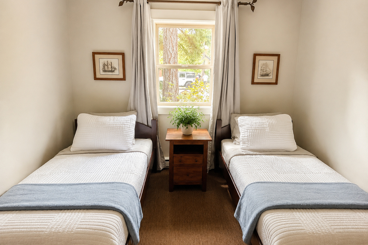 A welcoming twin bedroom, perfect for children or friends
