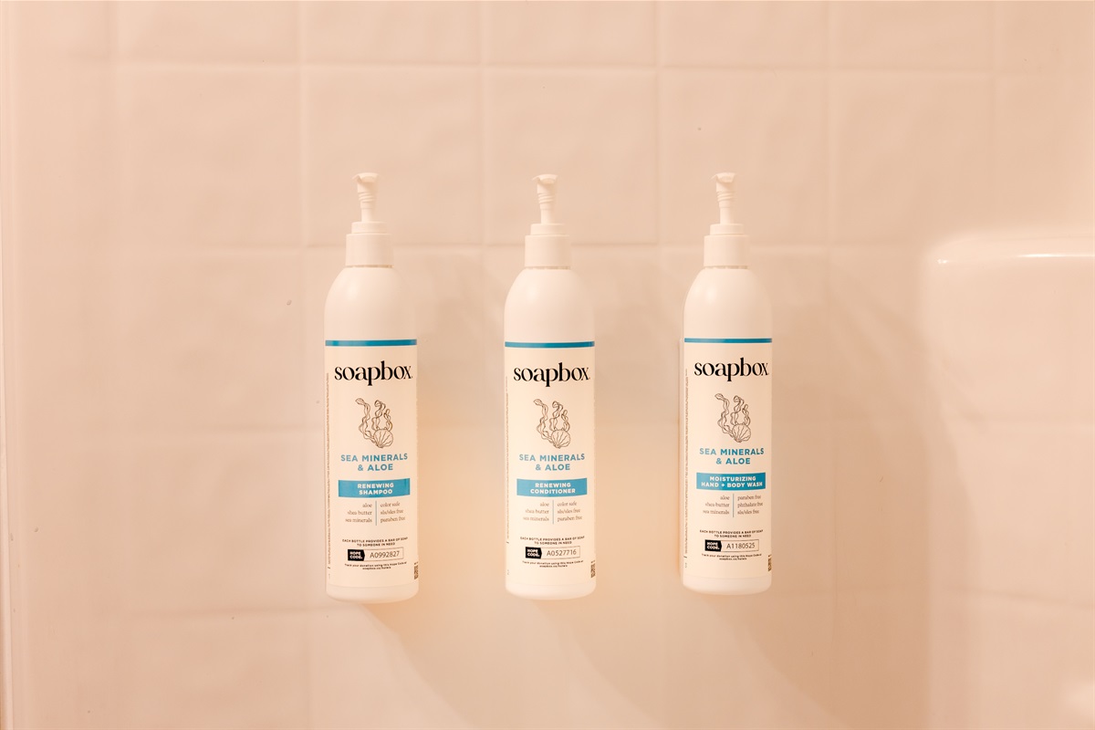 Shampoo, Conditioner, & Body Wash Provided