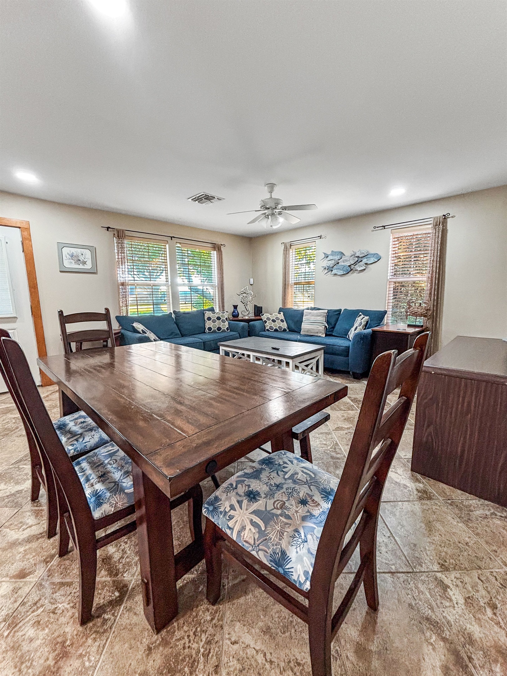 Dining table with seating for 8