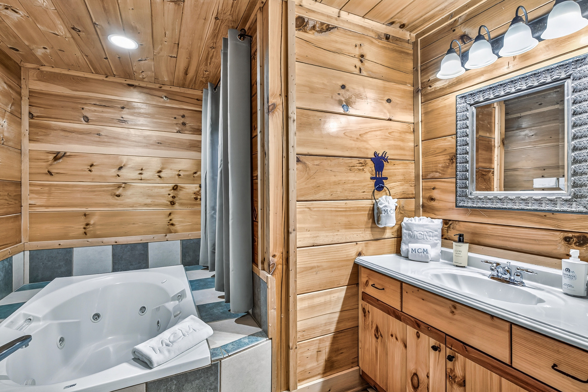 Unwind in luxury with a jetted tub, perfect for soaking after a day of mountain adventures.