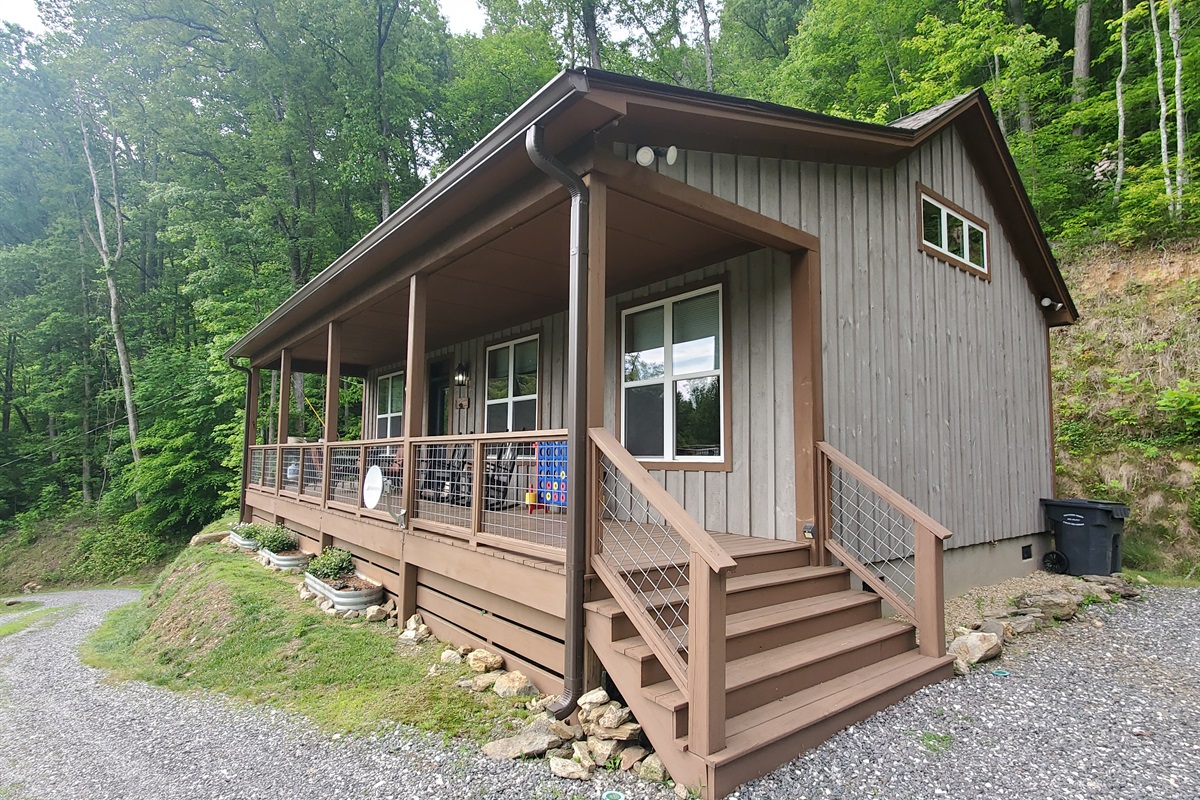 Large covered porch for rainy days