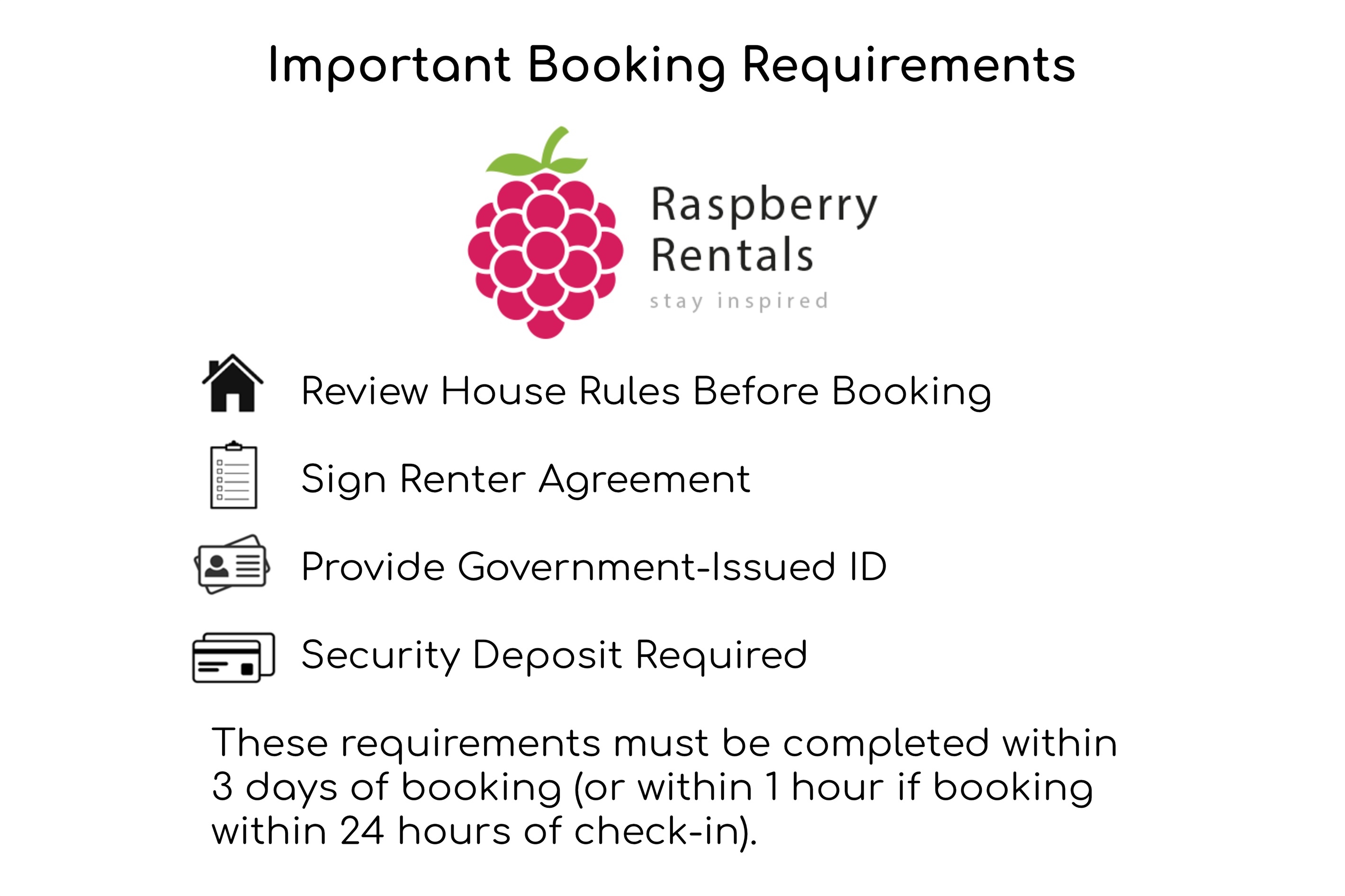 Important Booking Requirements Also Shared in Property Description