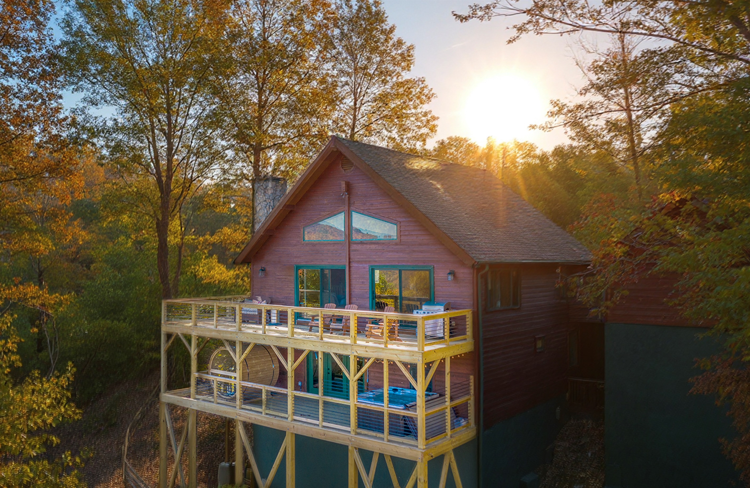 4 bedrooms, 3.5 baths, two decks (private sauna & hot tub), and detached game room to spread out.