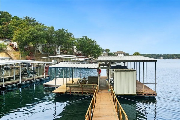 Private dock with swim platform in our cove off of the main channel.