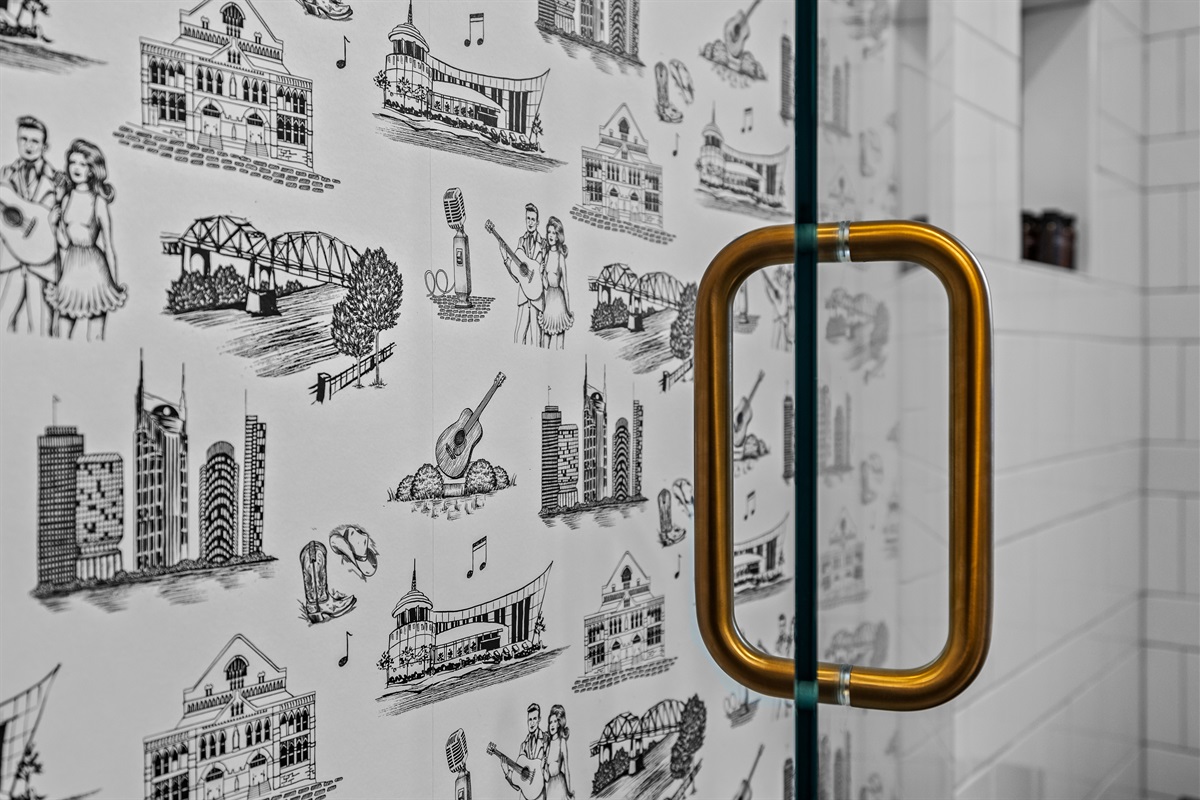 A little Nashville nod in the bathroom.