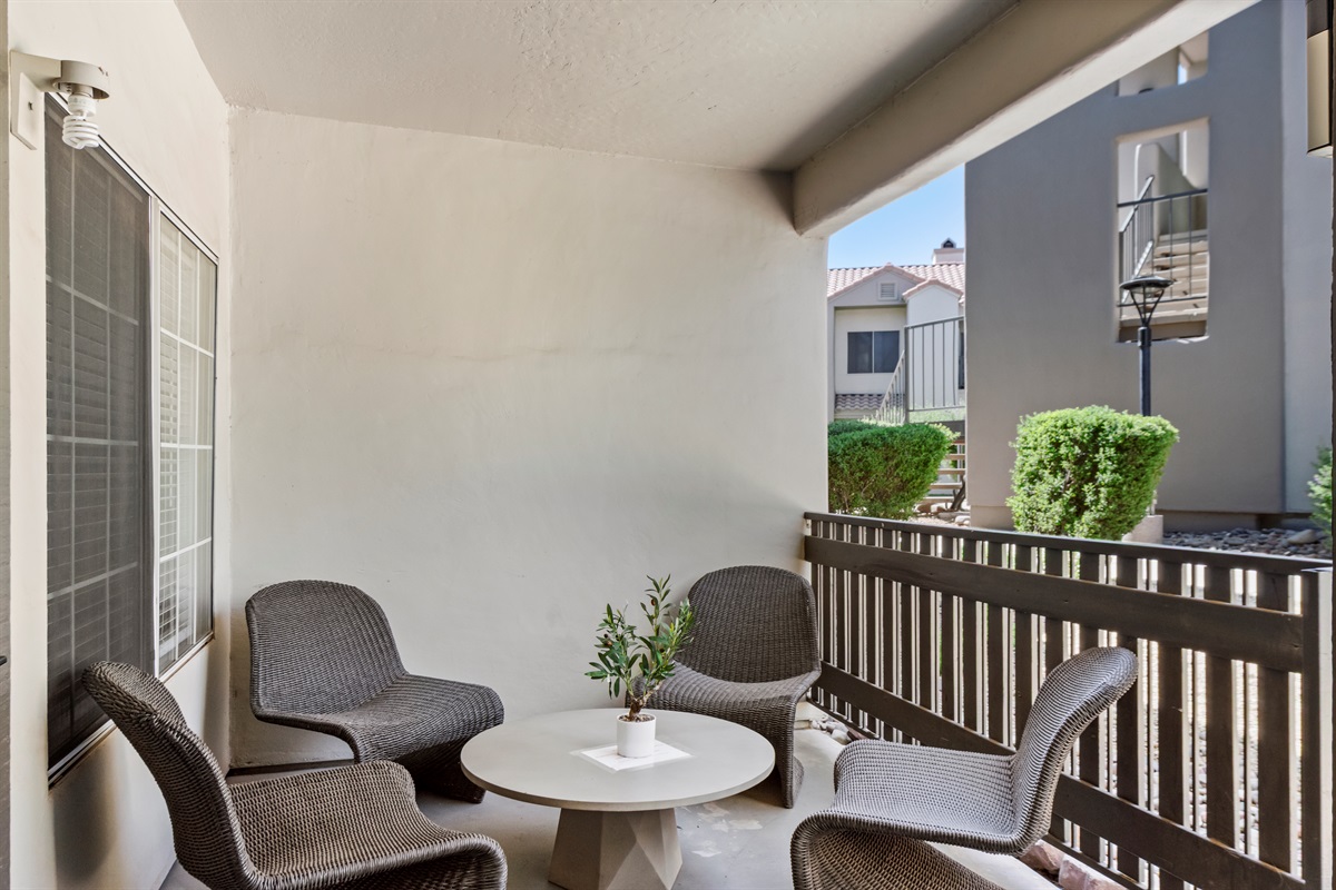 Spacious patio perfect for morning coffee or evening drinks.