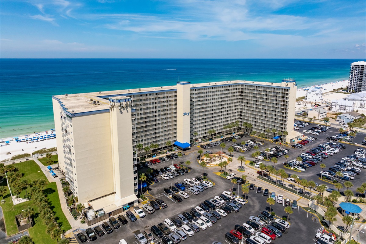 The resort rises above the beach offering easy access and amenities