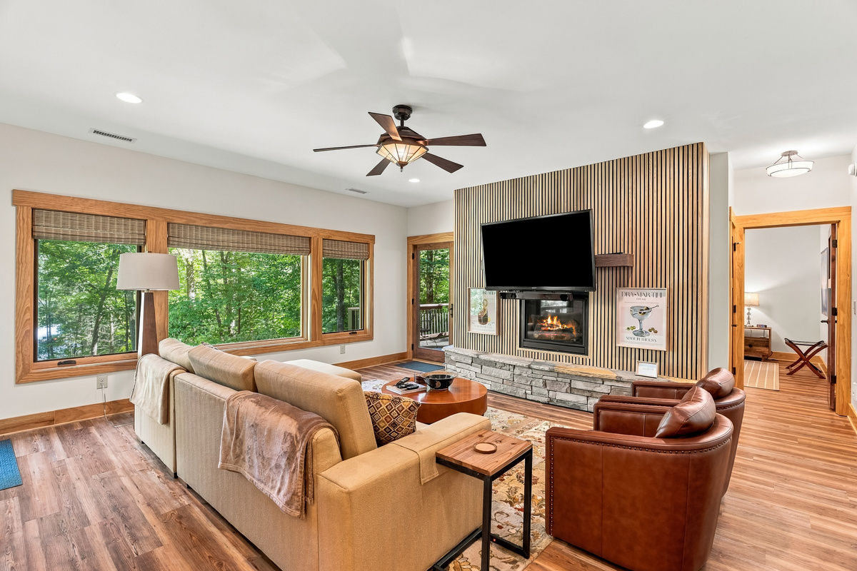Secondary living room with large television 