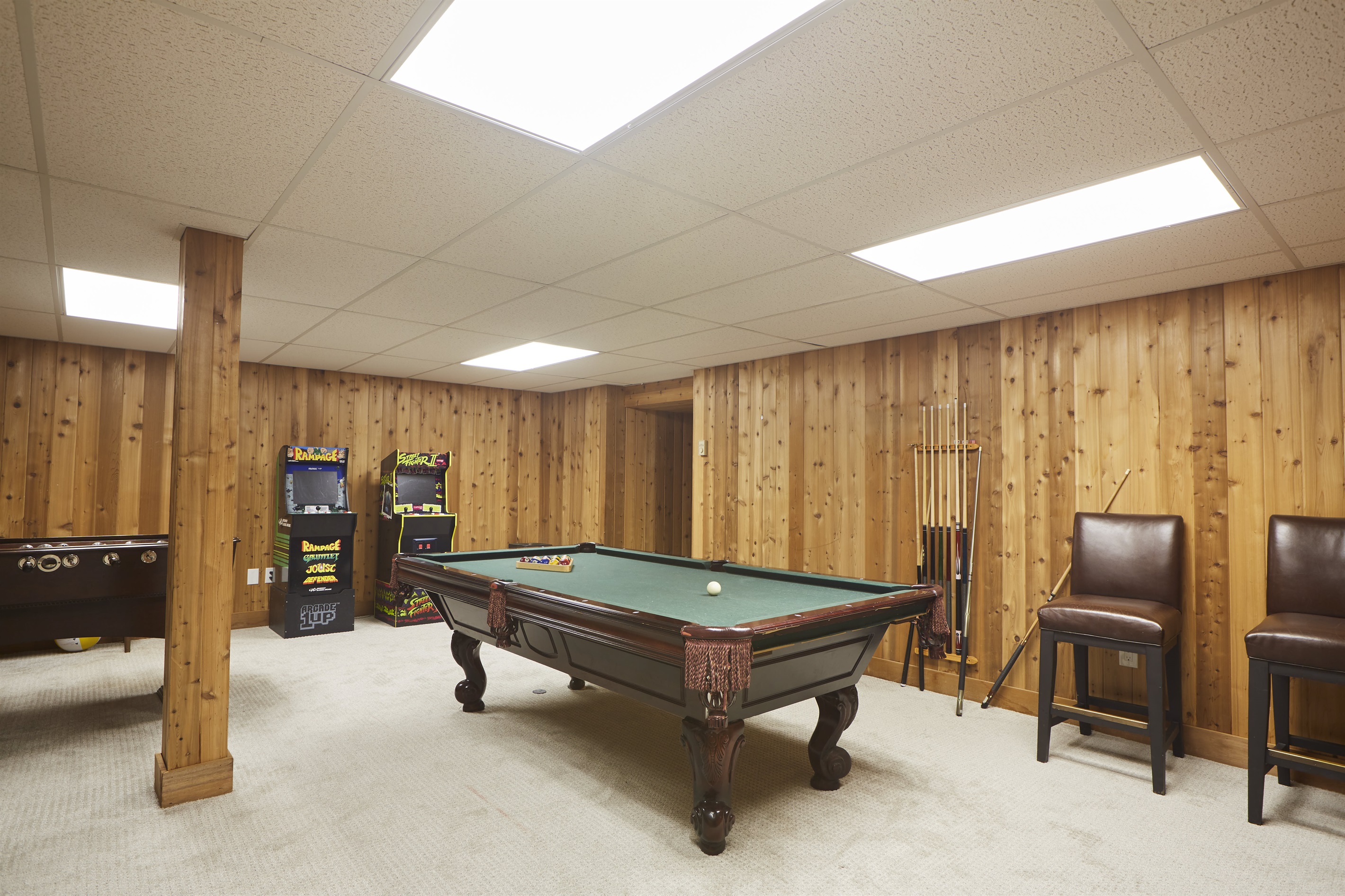 Enjoy a full game room in the basement.
