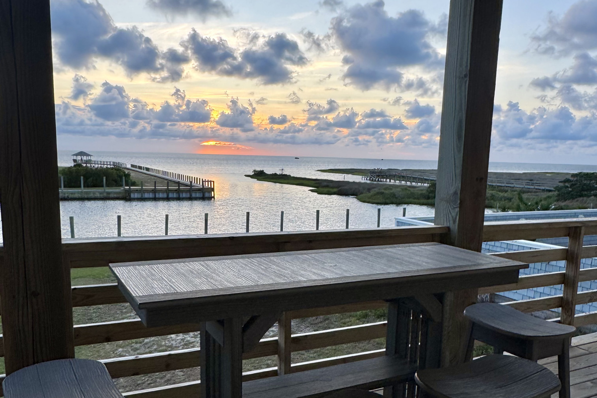 Beautiful views from hot tub deck. Table and stools ready for you!