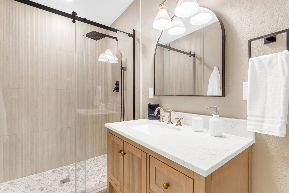 Bathroom #3 gives a clean, spa-like vibe