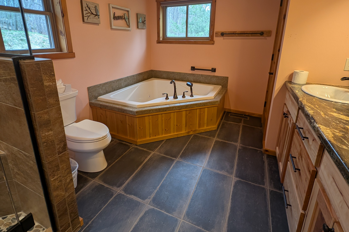 Master Bath_New Tile Flooring & Cabinets - 2026. Whirlpool Bath