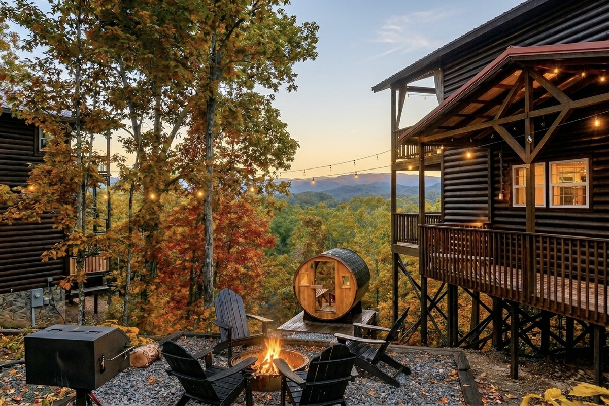 Get STEAMY in a premium, glass wall barrel sauna! Relax, reinvigorate and take in stunning, all-season mountain views of The Smokies on a one acre lot.