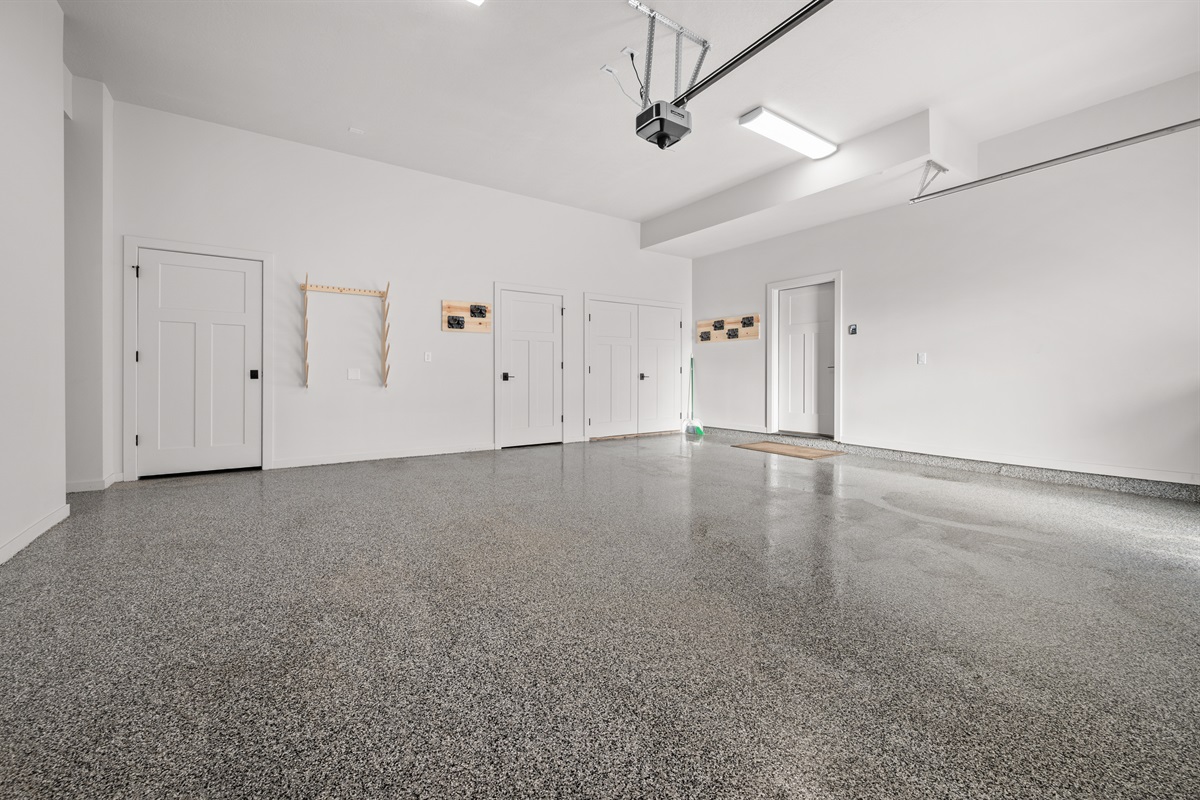 Epoxy-coated garage — perfect for gear storage and winter parking.