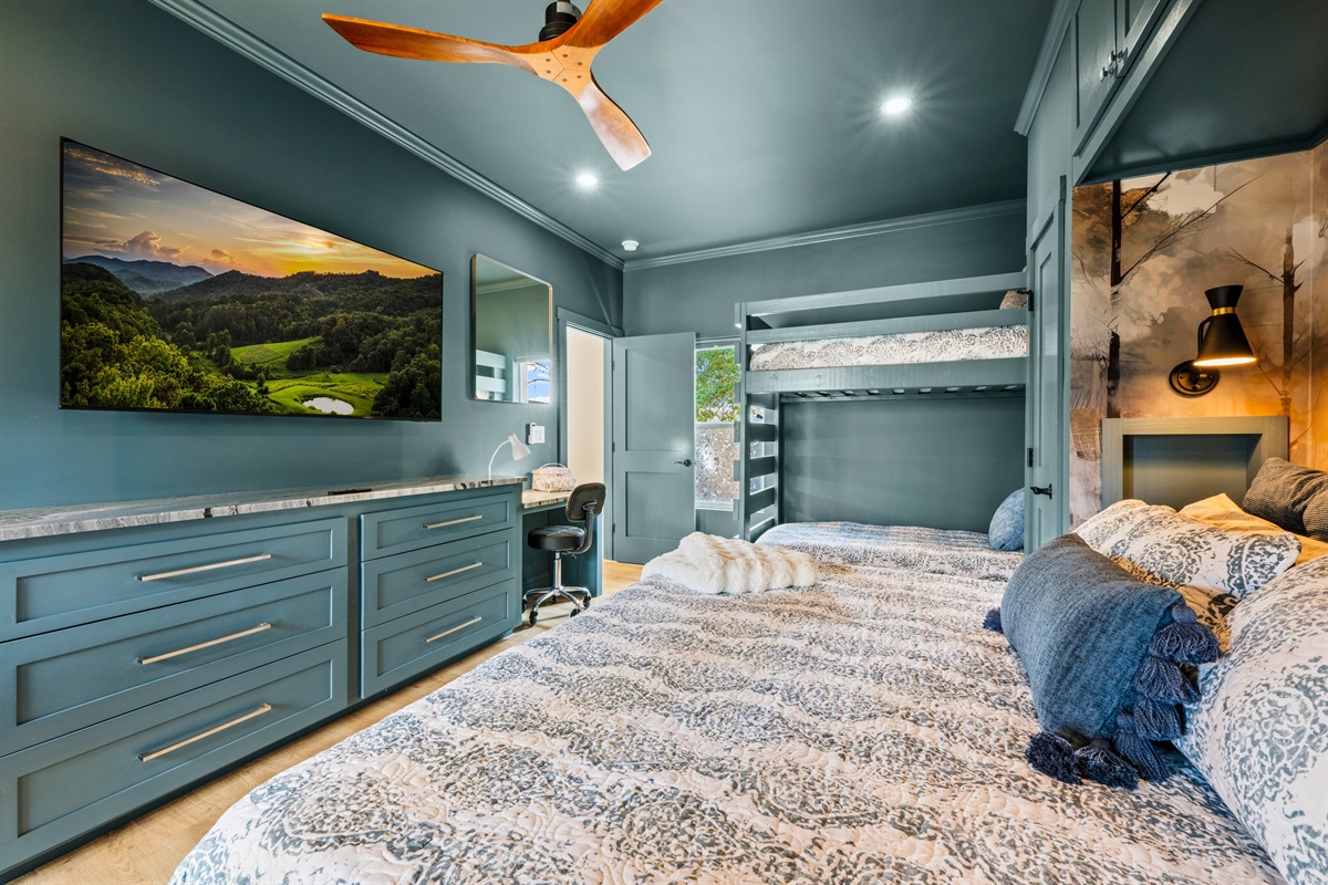 This space balances upscale style with practical comfort.