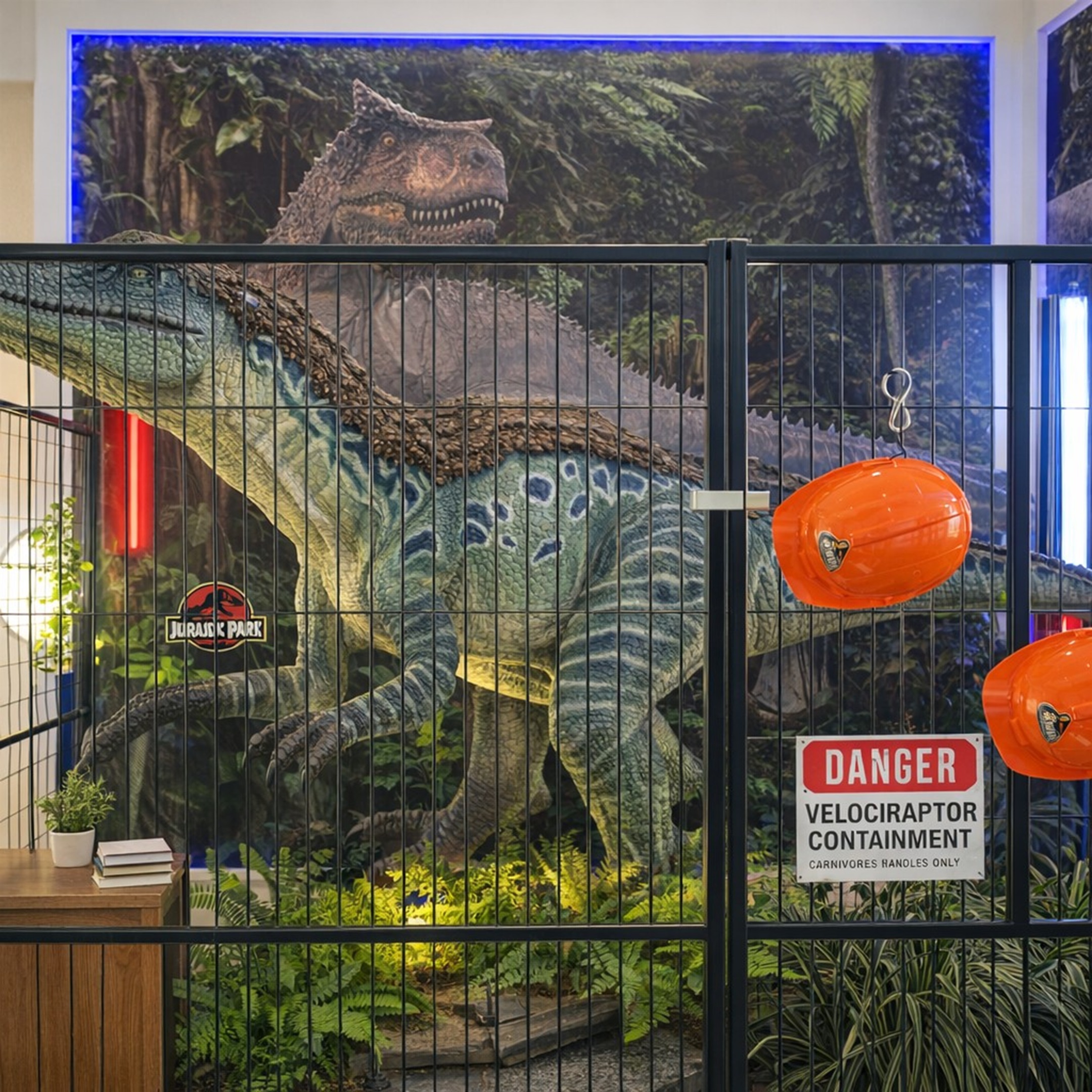 Velocraptor containment area - grab a hard hat and take a selfie - Hello from Jurassic Park!