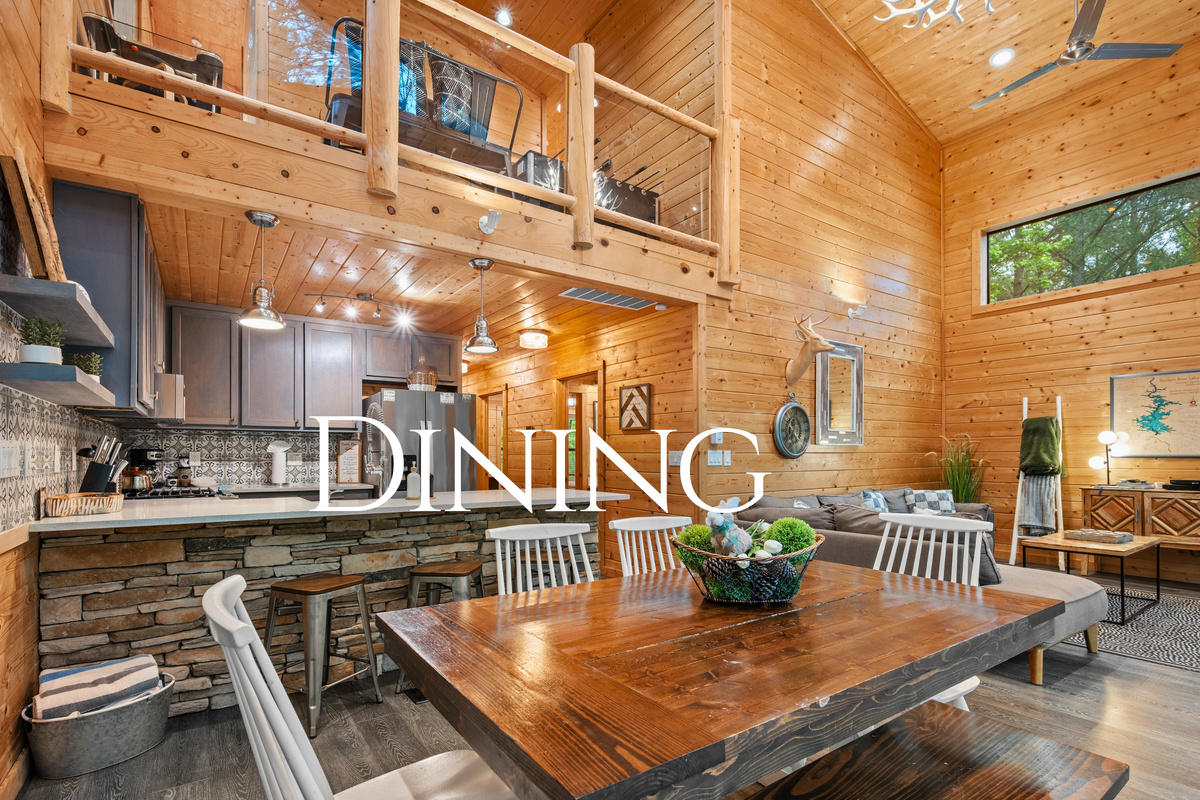 Just steps away, the dining area offers a welcoming place to gather for meals and share stories from the day.