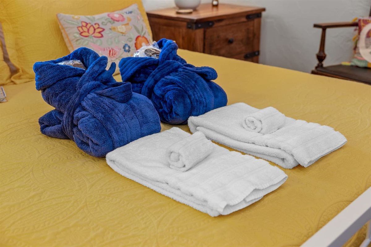 Robes, slippers and eye masks provided