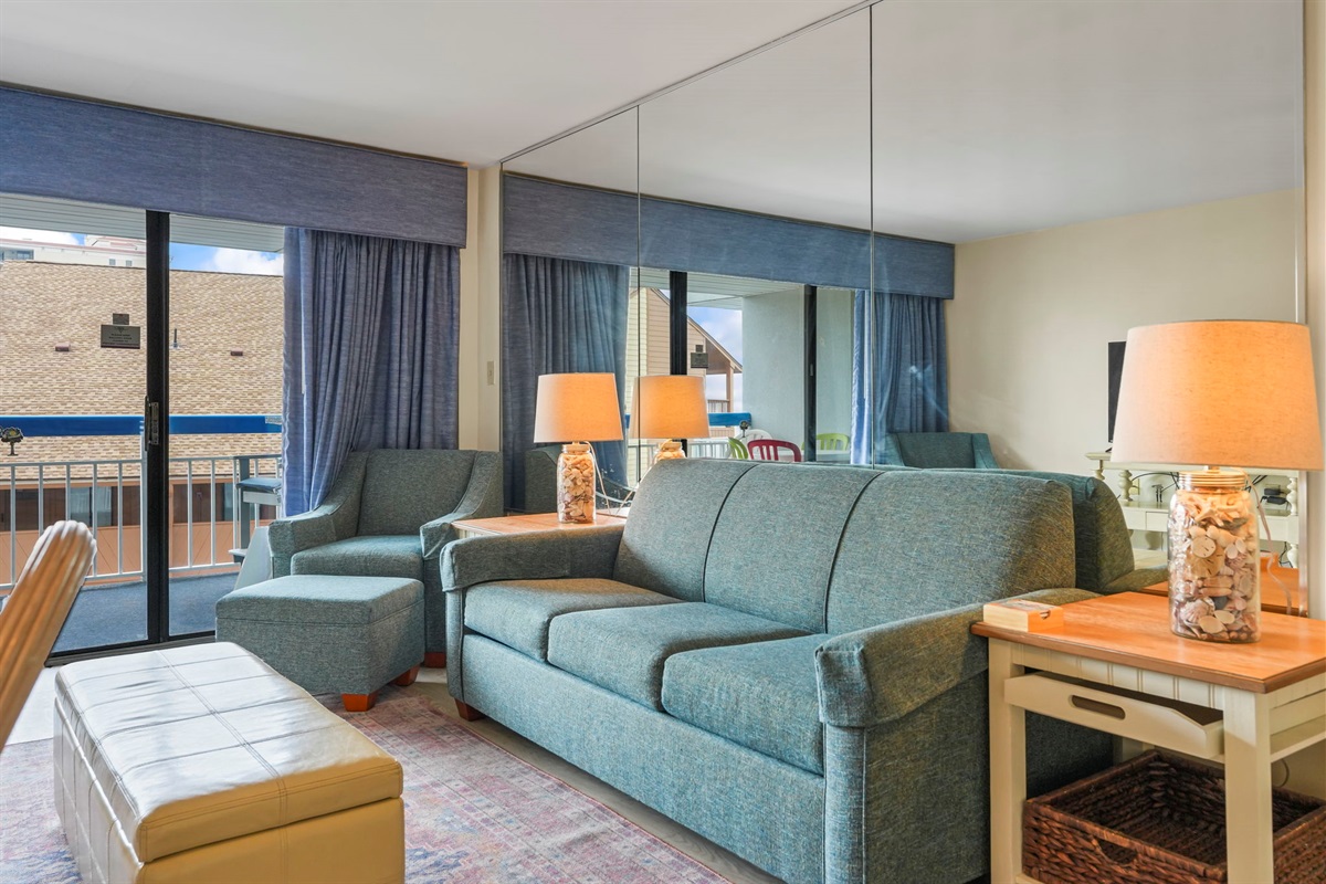 Living room with Queen Sleeper Sofa