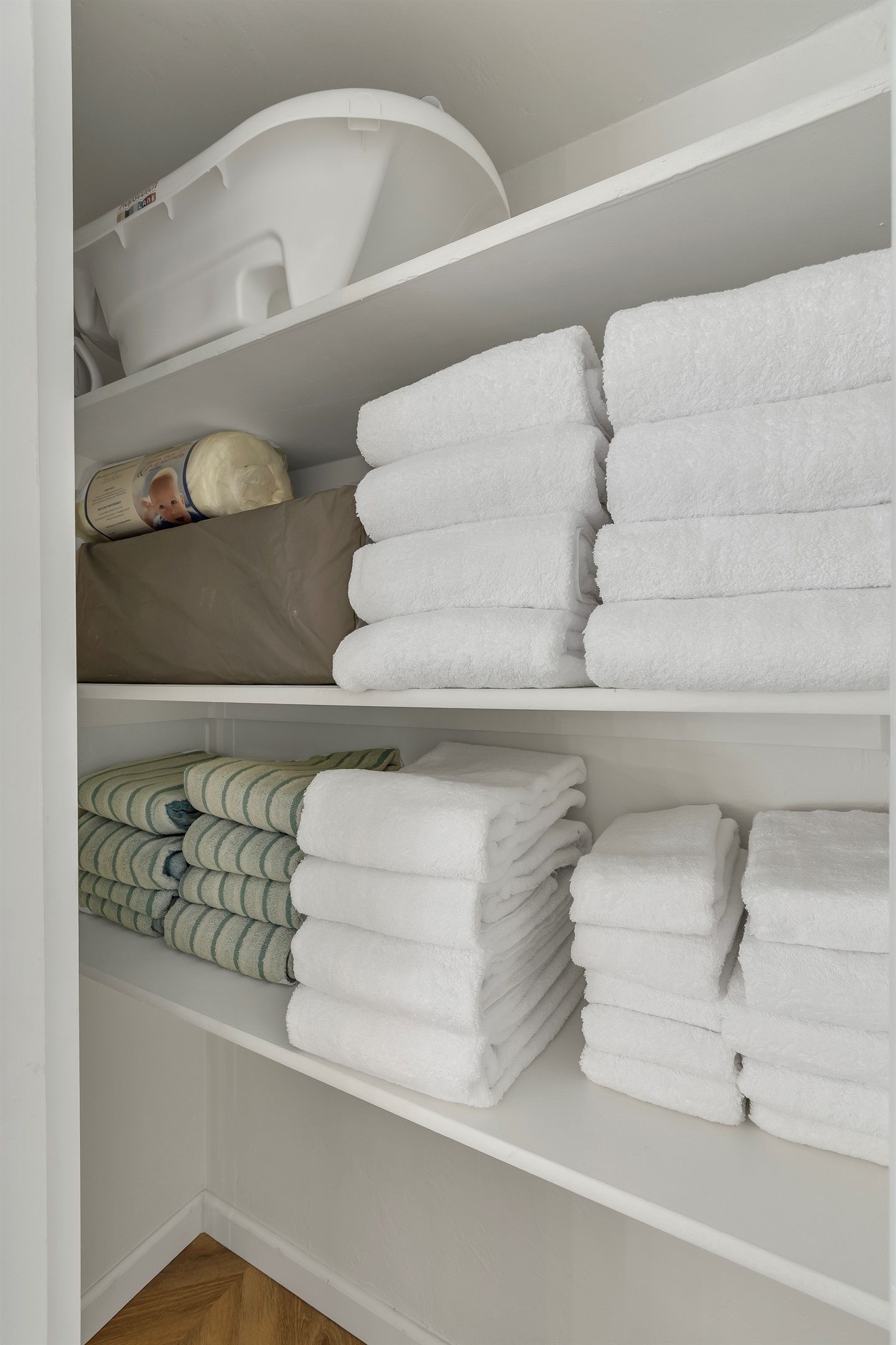 Upstairs Hall Closet with Baby Bath and Pack N' Play